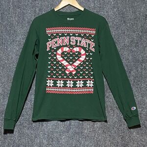 Champion Penn State Nittany Lions Christmas Long Sleeve T Shirt Green Mens Small